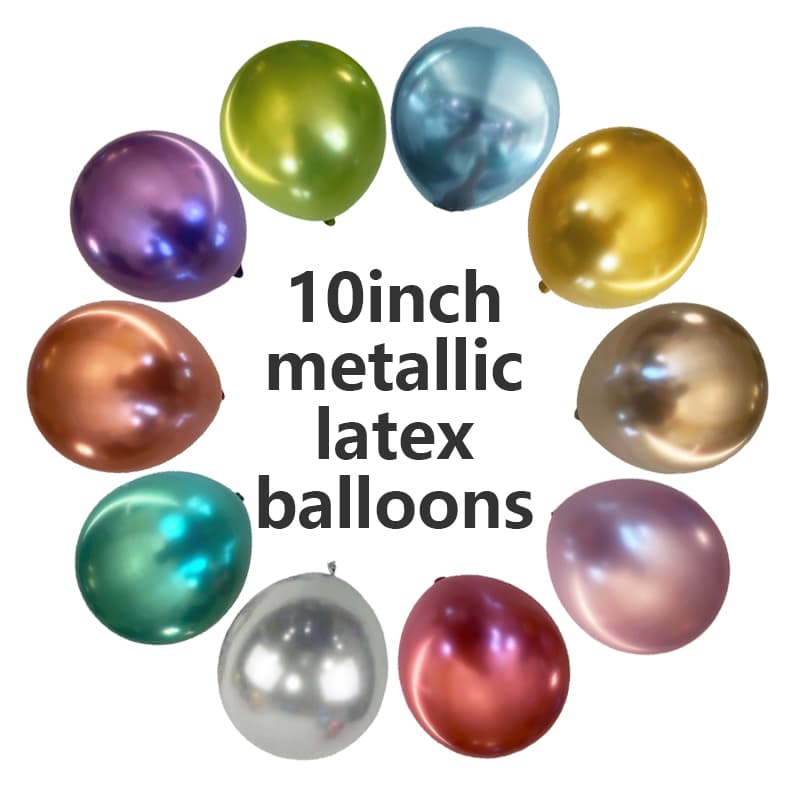 10 Inch Metallic Latex Balloons