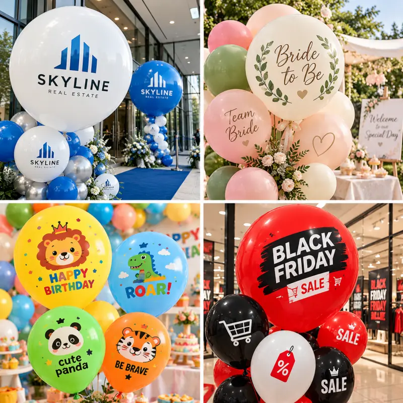Custom Logo Latex Balloons Wholesale: Eligentes Print Sizes