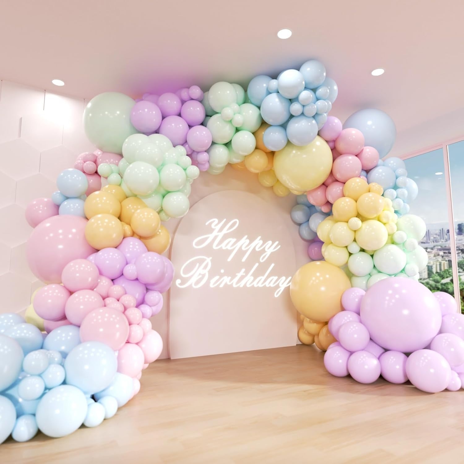 Macaroon aves Garland Arch