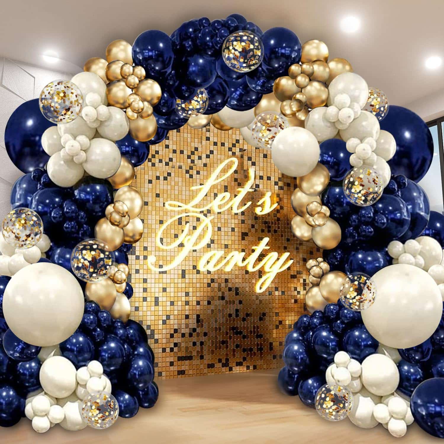 Navy Blue Gold Balloon Garland Arch Kit